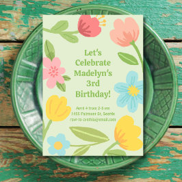 Invitación Cumpleaños de flores divertidas