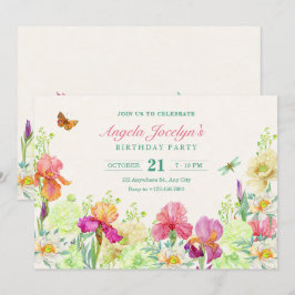 Invitación cumpleaños de flores florecen