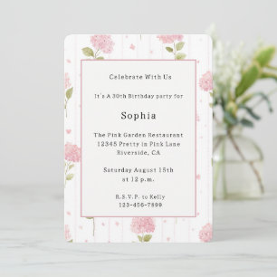 Invitación Cumpleaños de Flores Rosadas Bonitas