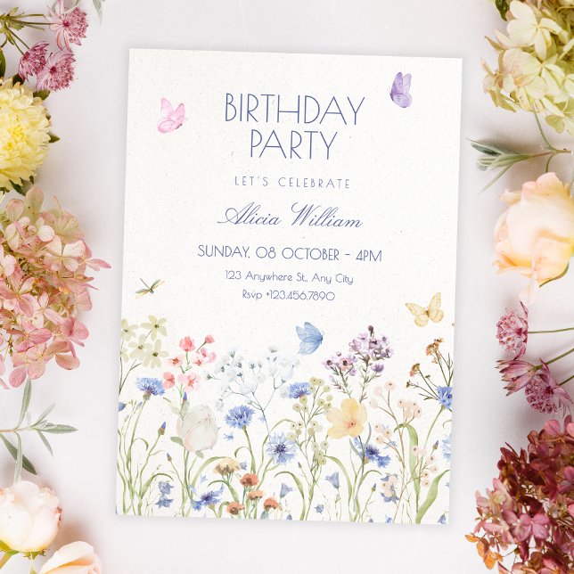 Invitación Cumpleaños de flores silvestres (Subido por el creador)