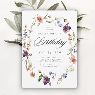 Invitación Cumpleaños de flores silvestres femeninas