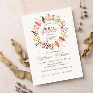 Invitación Cumpleaños de follaje de hongo helecho flor silves