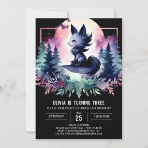Invitación Cumpleaños de Forest Cute Wolf