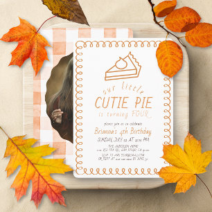 Invitación Cumpleaños de foto de naranja de Doodle Little Cut