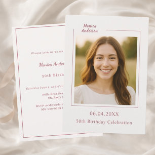 Invitación Cumpleaños de foto de oro rosa marfil