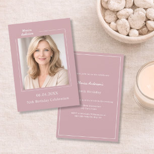 Invitación Cumpleaños de foto rosa polvoriento