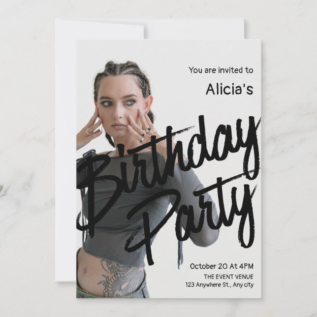 Invitación cumpleaños de fotos de Y2k (Anverso)