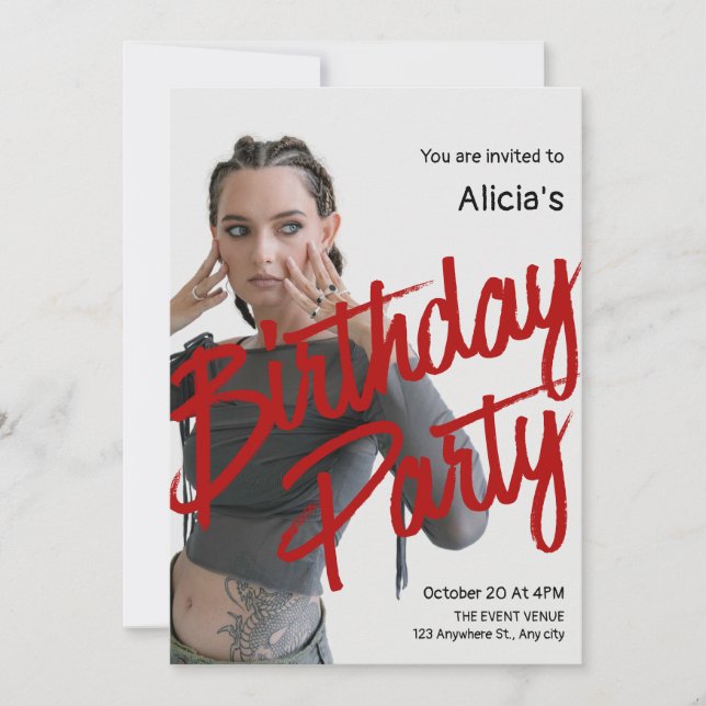 Invitación cumpleaños de fotos de Y2k (Anverso)