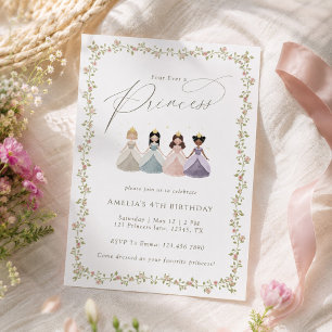 Invitación Cumpleaños de Four Ever a Princess Girls 4 años