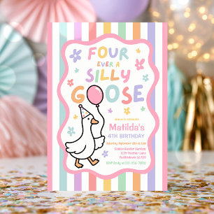 Invitación Cumpleaños de Four Ever A Silly Goose Girl 4 años