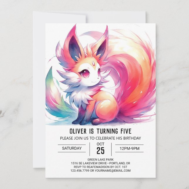 Invitación Cumpleaños de Fox Editable (Anverso)