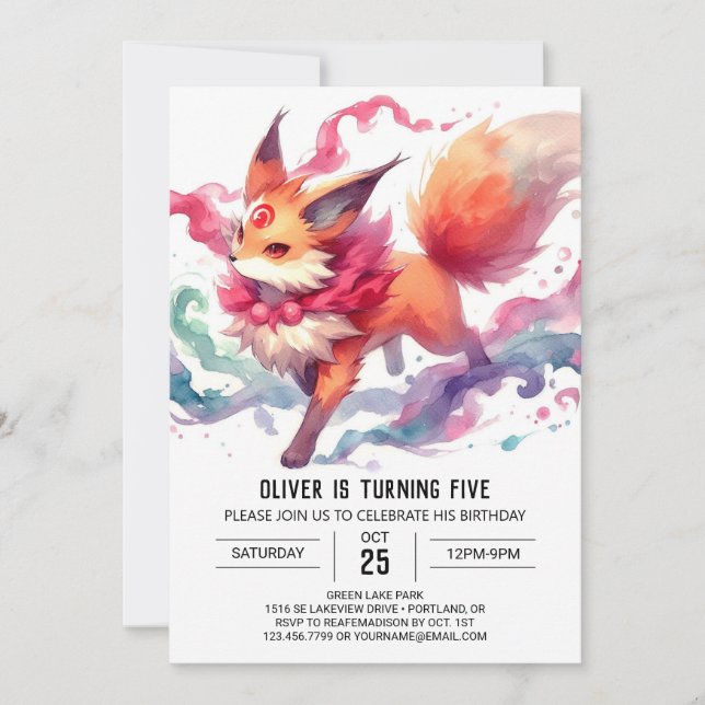 Invitación Cumpleaños de Fox Elegant Online (Anverso)