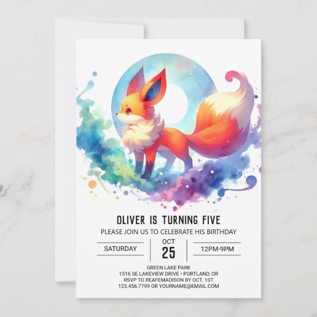 Invitación Cumpleaños de Fox encantado en línea (Anverso)