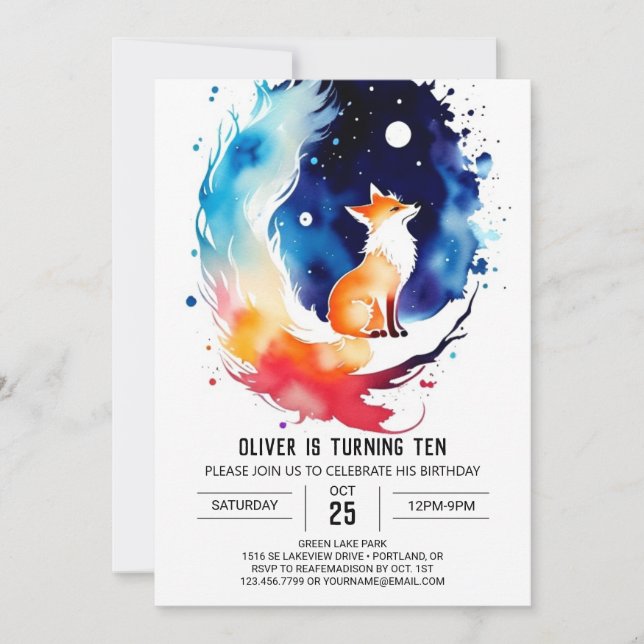 Invitación Cumpleaños de Fox Hollow encantado (Anverso)