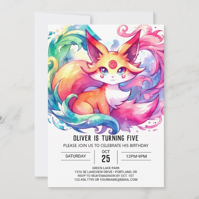 Invitación Cumpleaños de Fox Imprimible (Anverso)
