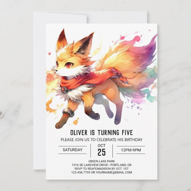 Invitación Cumpleaños de Fox Joyful Online (Anverso)