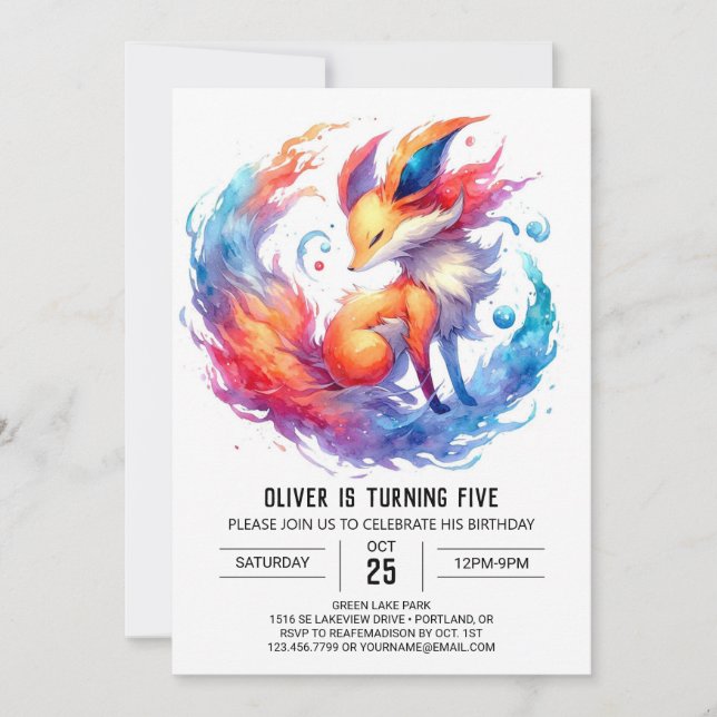 Invitación Cumpleaños de Fox Kids Rustic (Anverso)