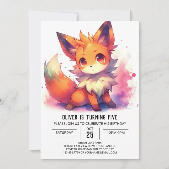 Invitación Cumpleaños de Fox Kids Rustic (Anverso)