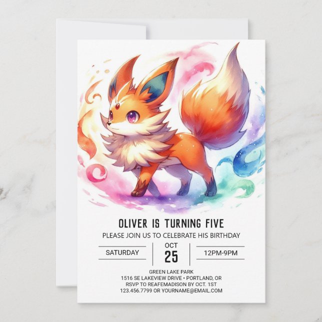 Invitación Cumpleaños de Fox Kids Rustic (Anverso)