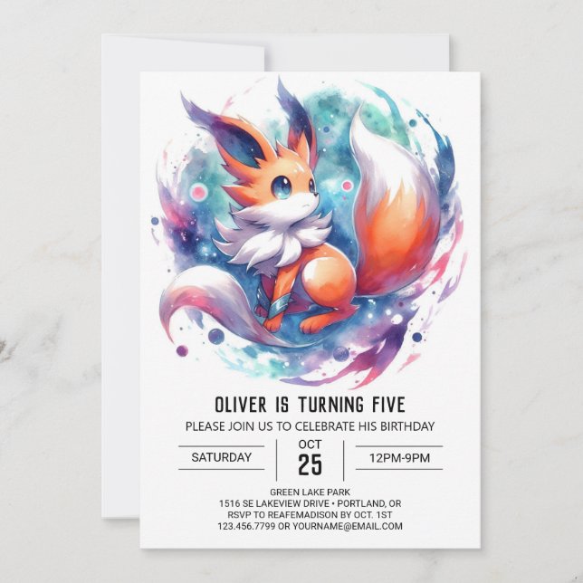 Invitación Cumpleaños de Fox Kids Rustic (Anverso)