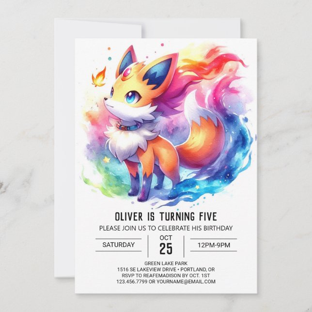 Invitación Cumpleaños de Fox Rustica Digital (Anverso)