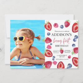 Invitación Cumpleaños de Fresa 1er Cumpleaños Berry Primera F