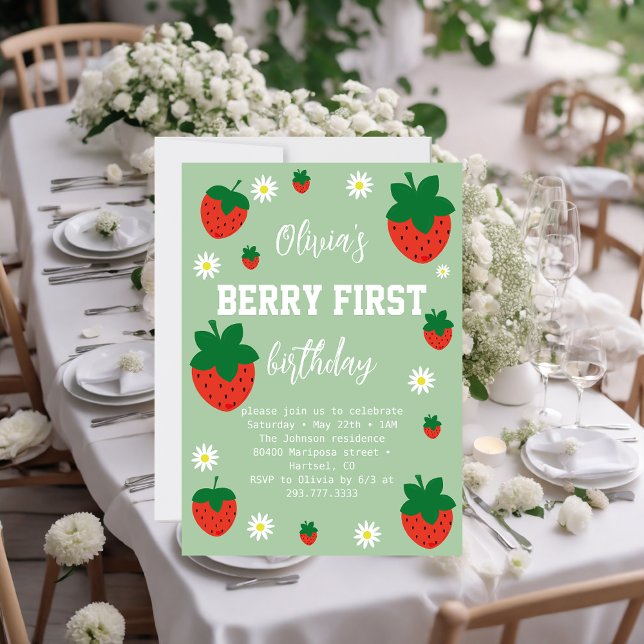 Invitación Cumpleaños de Fresa Berry Primero (Subido por el creador)