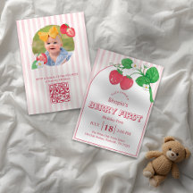 Cumpleaños de Fresa con Rayas Rosadas para Niña -