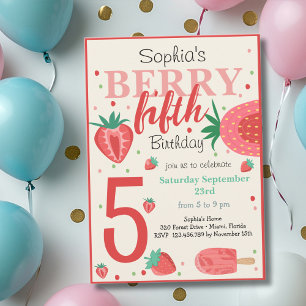 Invitación cumpleaños de fresa de Berry