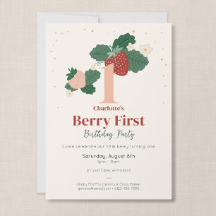 Invitación Cumpleaños de Fresa de la Primera Herencia de Baya