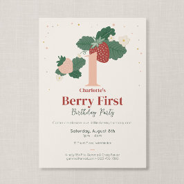 Invitación Cumpleaños de Fresa de la Primera Herencia de Baya