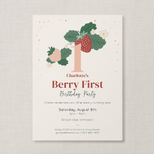 Invitación Cumpleaños de Fresa de la Primera Herencia de Baya