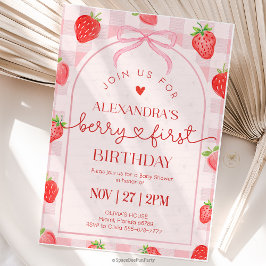Invitación Cumpleaños de Fresa del Primer Cumpleaños de Berry