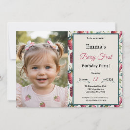 Invitación Cumpleaños de Fresa Dulce Berry Foto Picnic