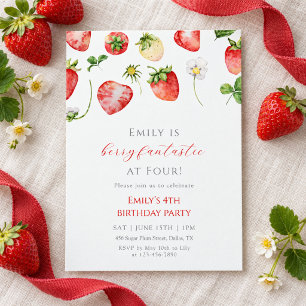 Invitación Cumpleaños de Fresa Fantástico