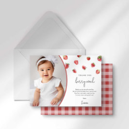 Invitación Cumpleaños de fresa Gracias Card Berry Sweet