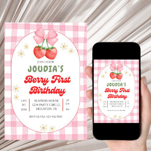 Invitación Cumpleaños de Fresa Lindo Fruta Margarita Baya Pri