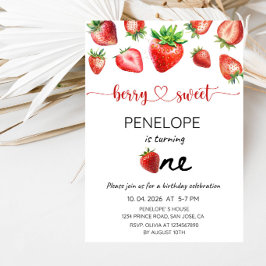 Invitación Cumpleaños de fresa para la fiesta de cumpleaños d