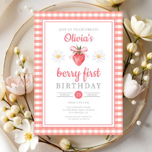 Invitación Cumpleaños de Fresa Primer Cumpleaños de la Fresa