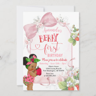 Invitación Cumpleaños de Fresa Primer Cumpleaños Dulce Cumple