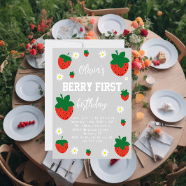 Invitación Cumpleaños de Fresa Primera Cumpleaños