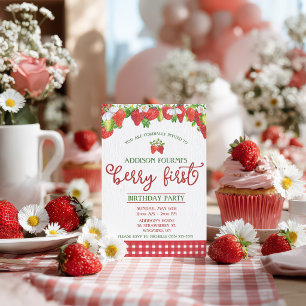 Invitación Cumpleaños de Fresa, Primera Fruta