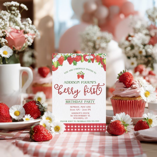 Invitación Cumpleaños de Fresa, Primera Fruta (Subido por el creador)