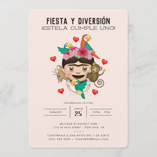 Invitación Cumpleaños de Frida Moji Fiesta