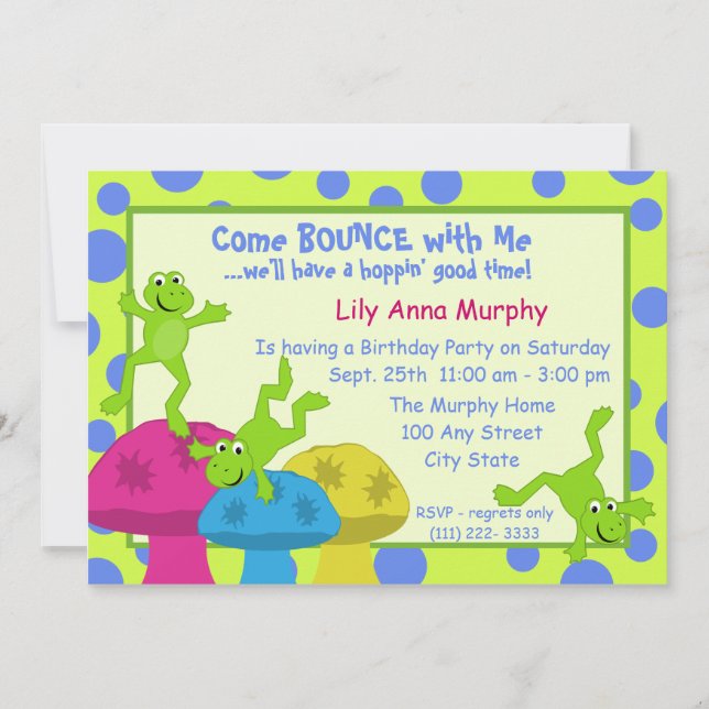 Invitación Cumpleaños de Frog Bong (Anverso)