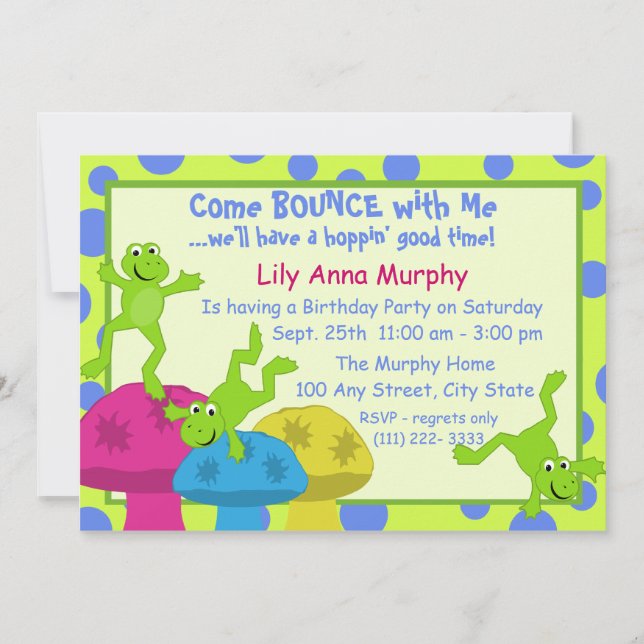 Invitación Cumpleaños de Frog Bong (Anverso)