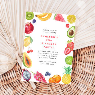 Invitación Cumpleaños de Frutas de la Oruga Muy Hambrienta