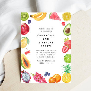 Invitación Cumpleaños de Frutas de la Oruga Muy Hambrienta