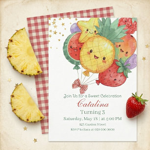 Invitación Cumpleaños de Frutas Dulces   Fiesta Tropical para