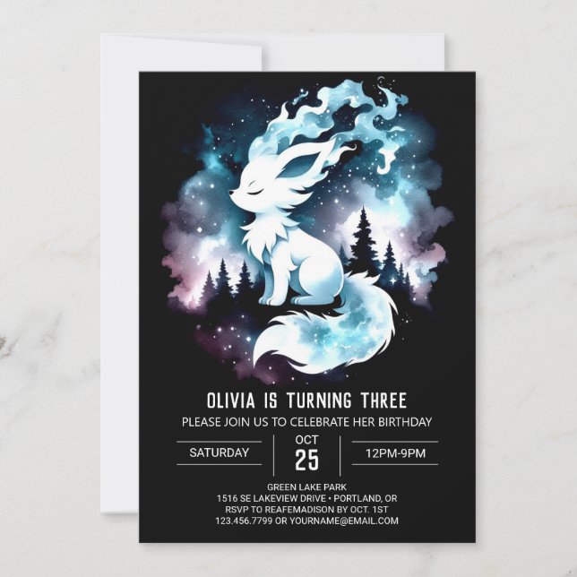 Invitación Cumpleaños de Fun Wolf minimalista (Anverso)
